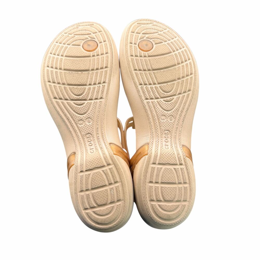 Crocs Women’s Strappy Sandals Tan Nude W 9 Comfort Summer Shoes - Picture 4 of 9